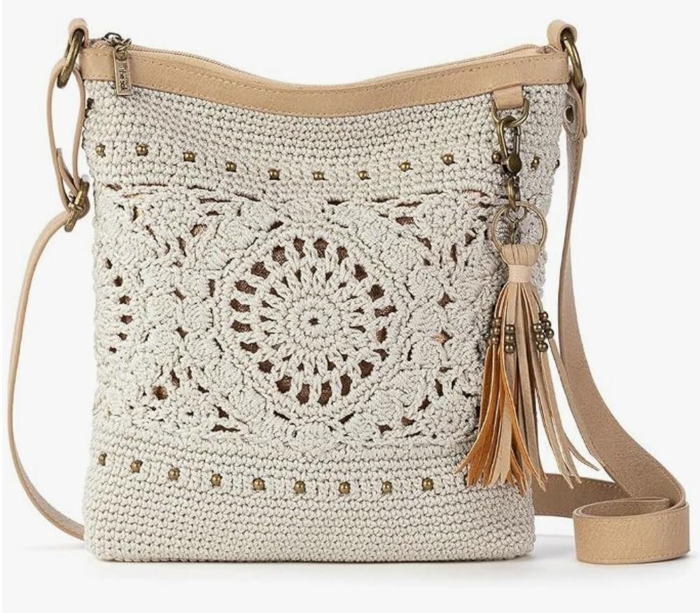The Sak Lucia Crochet Crossbody Purse - Zipper Closure & Adjustable Strap